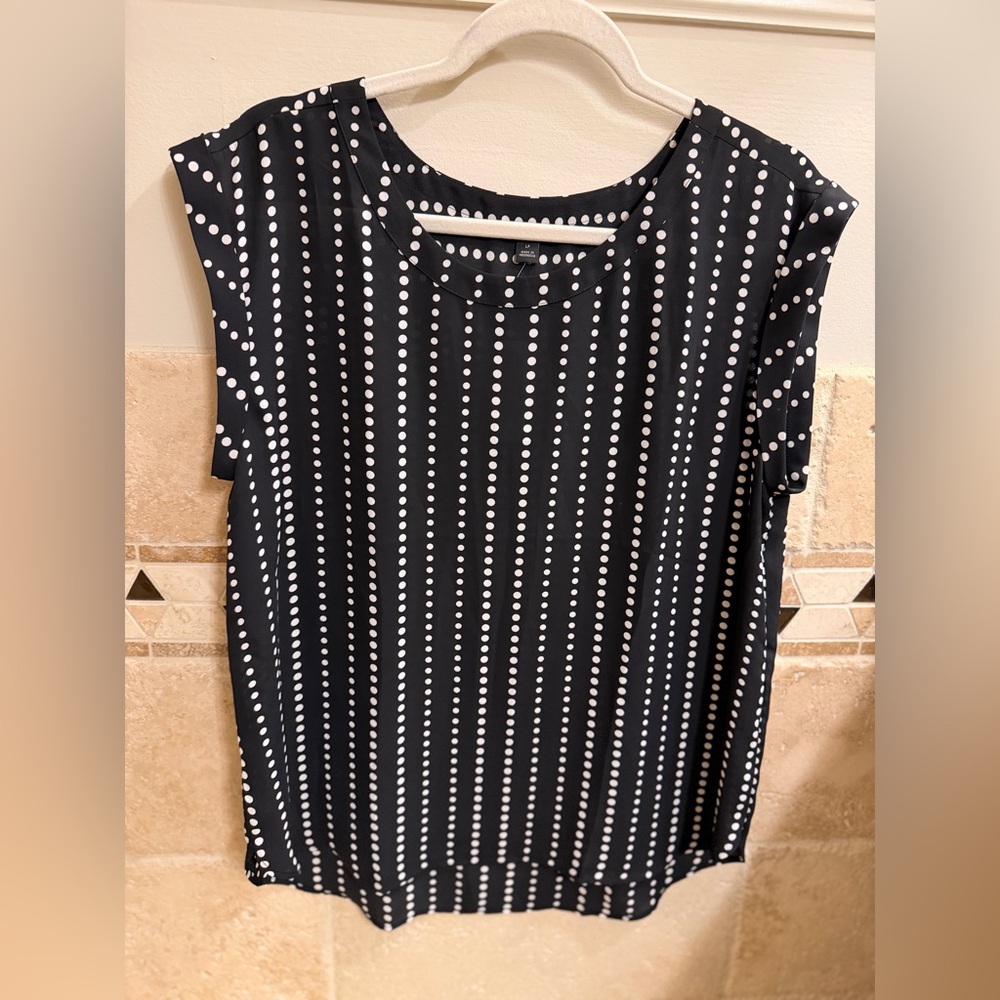 Ann Taylor Factory Black and White Dot Stripe Blouse